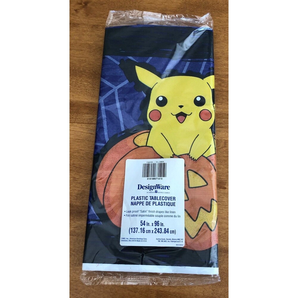 Pokemon Pikachu Halloween Plastic Tablecloth Cover 54x96" VINTAGE NEW
